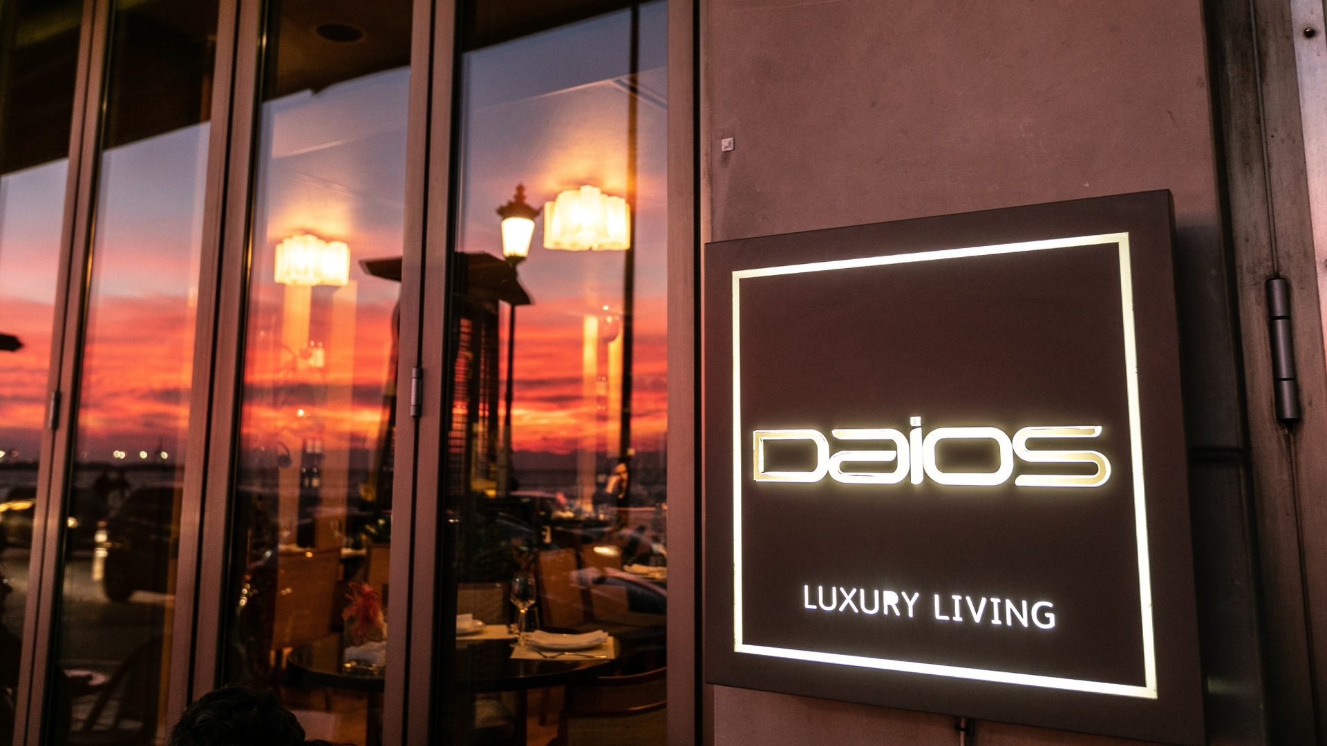 Daios Luxury Living label outside the building